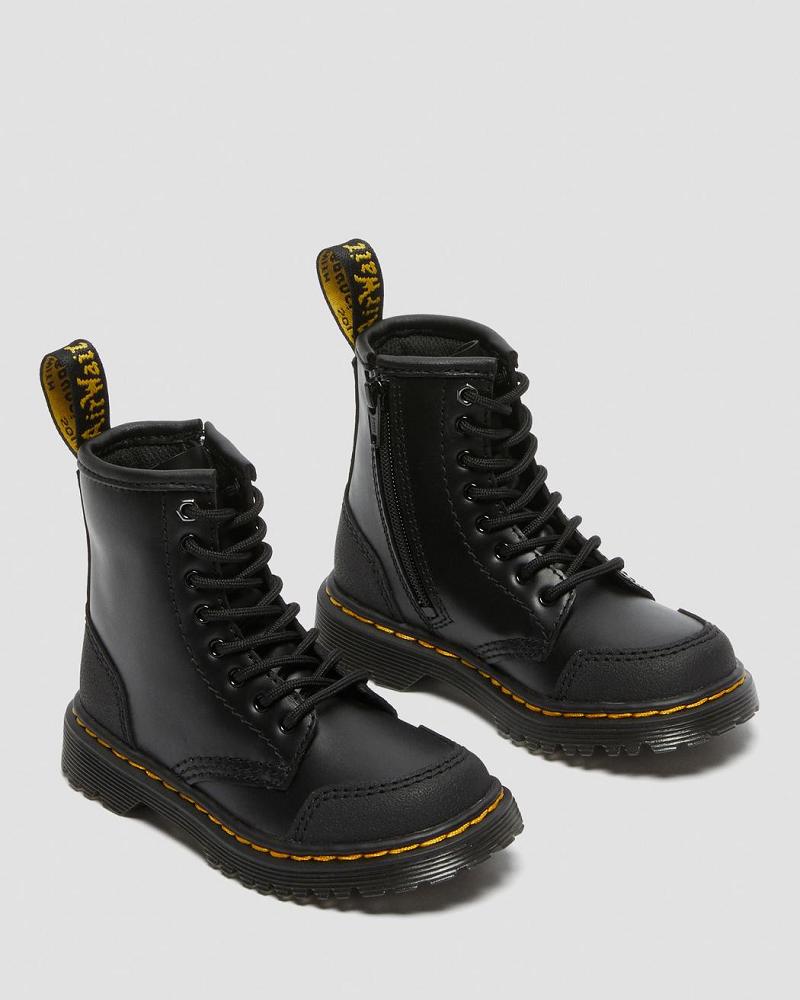 Kids' Dr Martens Toddler 1460 Overlay Leather Casual Boots Black | AU 664NWY